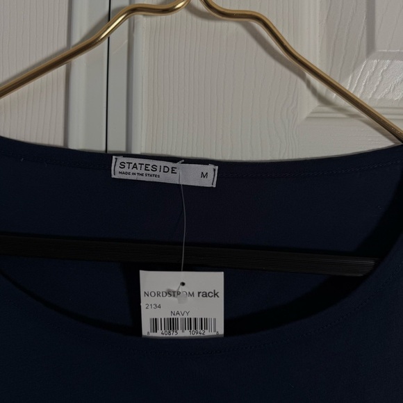 NWT Stateside Casual Summer Spring Navy Blue Short Sleeve Tee Top Size Medium - Picture 2 of 3